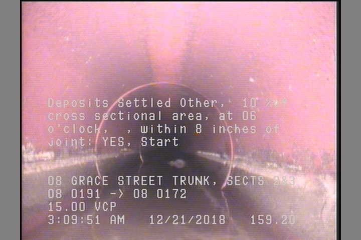 Deposits Settled Other, 10 %of cross sectional area, at 06 o'clock, , within 8 inches of joint: YES, Start