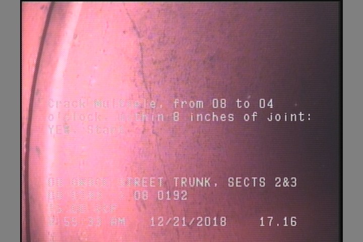 Crack Multiple, from 08 to 04 o'clock, within 8 inches of joint: YES, Start