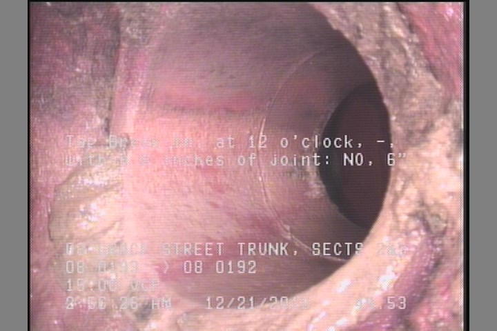 Tap Break-In, at 12 o'clock, -, within 8 inches of joint: NO, 6"
