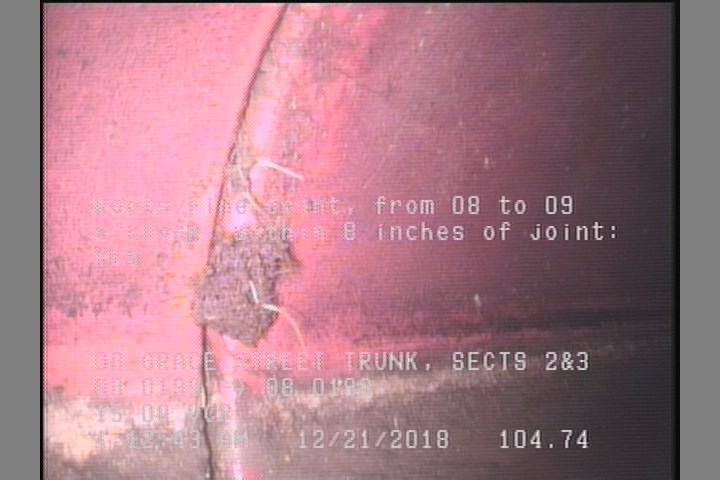 Roots Fine Joint, from 08 to 09 o'clock, within 8 inches of joint: YES
