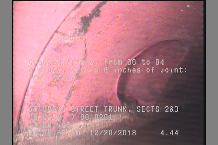 Crack Multiple, from 08 to 04 o'clock, within 8 inches of joint: YES, Start