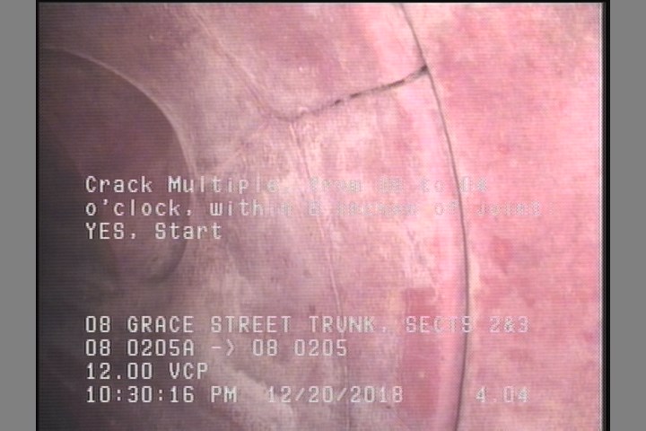 Crack Multiple, from 08 to 04 o'clock, within 8 inches of joint: YES, Start