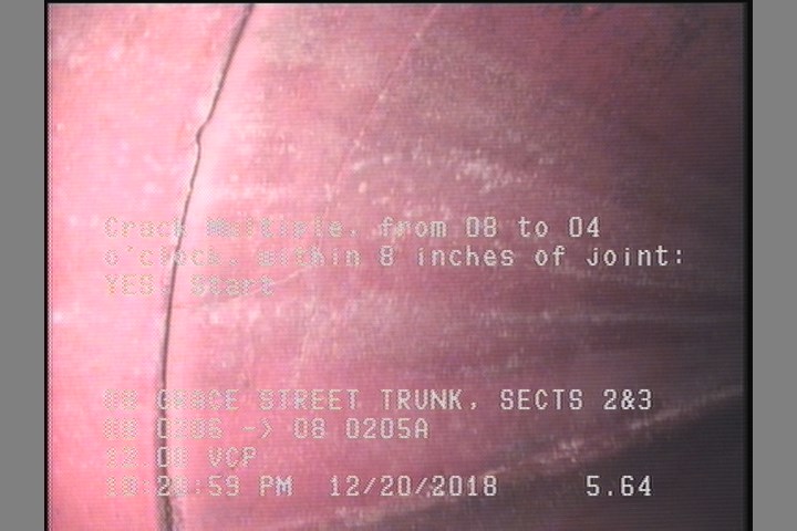 Crack Multiple, from 08 to 04 o'clock, within 8 inches of joint: YES, Start