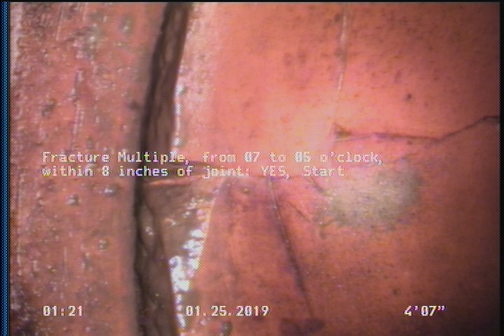 Fracture Multiple, from 07 to 05 o'clock, within 8 inches of joint: YES, Start