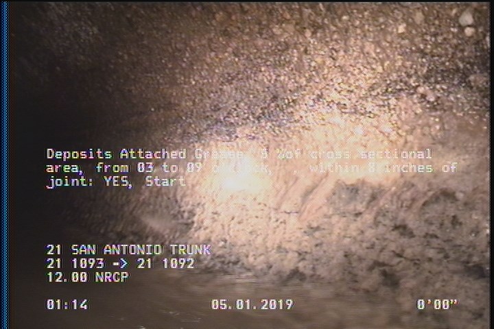 Deposits Attached Grease, 5 %of cross sectional area, from 03 to 09 o'clock, , within 8 inches of joint: YES, Start