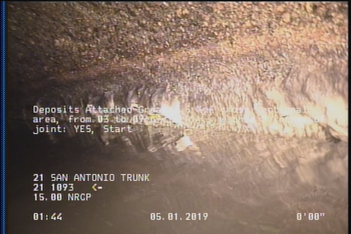 Deposits Attached Grease, 5 %of cross sectional area, from 03 to 09 o'clock, , within 8 inches of joint: YES, Start