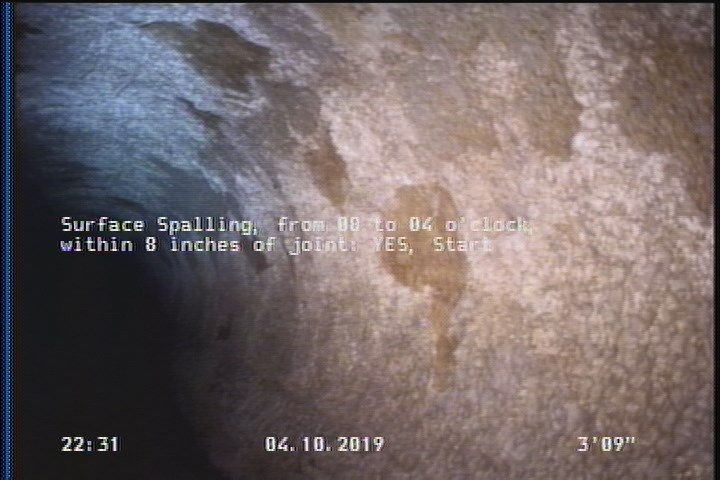 Surface Spalling, from 08 to 04 o'clock, within 8 inches of joint: YES, Start