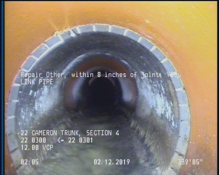 Repair Other, within 8 inches of joint: YES - LINK PIPE