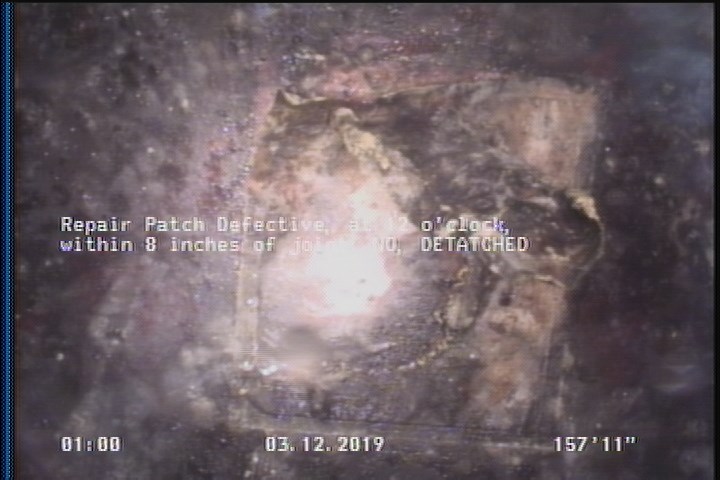 Repair Patch Defective, at 12 o'clock, within 8 inches of joint: NO - DETATCHED