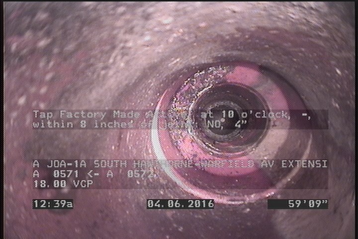 Tap Factory Made Active, at 10 o'clock, -, within 8 inches of joint: NO, 4"