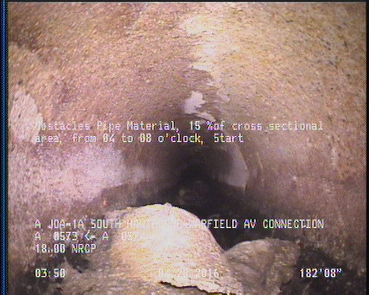 Obstacles Pipe Material, 15 %of cross sectional area, from 04 to 08 o'clock, Start