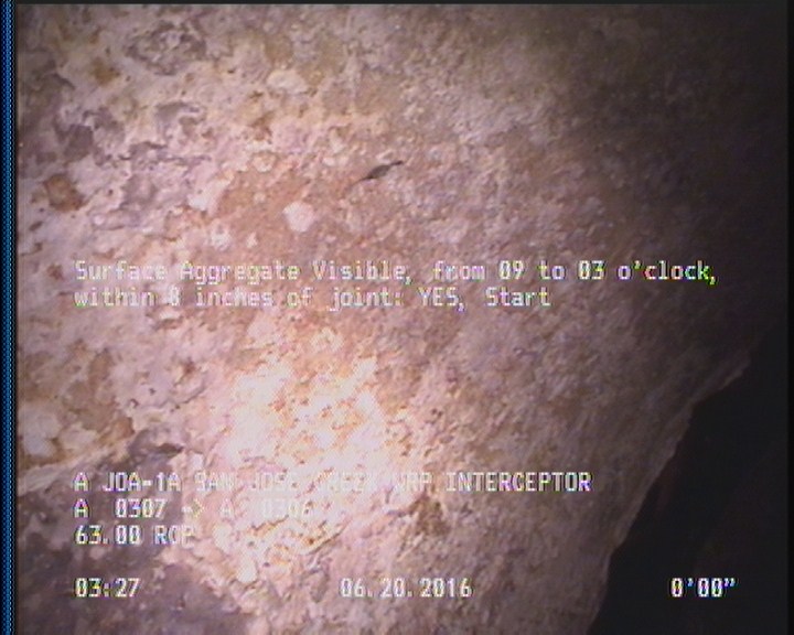 Surface Aggregate Visible, from 09 to 03 o'clock, within 8 inches of joint: YES, Start