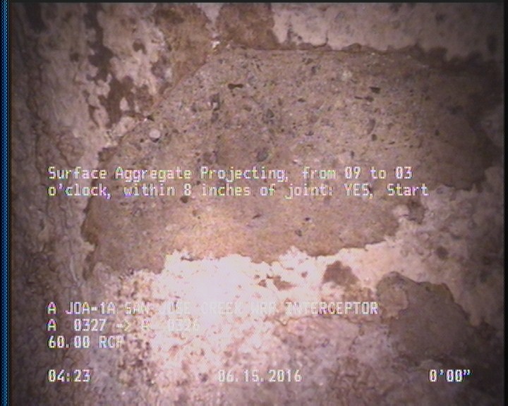 Surface Aggregate Projecting, from 09 to 03 o'clock, within 8 inches of joint: YES, Start