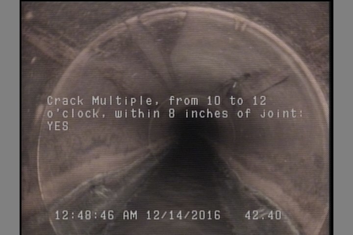 Crack Multiple, from 10 to 12 o'clock, within 8 inches of joint: YES