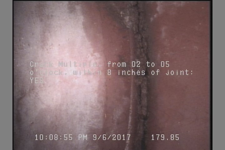 Crack Multiple, from 02 to 05 o'clock, within 8 inches of joint: YES