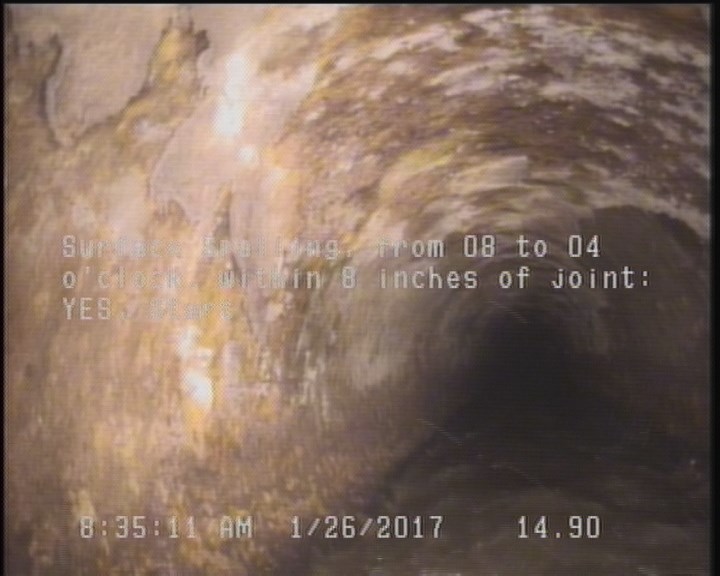 Surface Spalling, from 08 to 04 o'clock, within 8 inches of joint: YES, Start