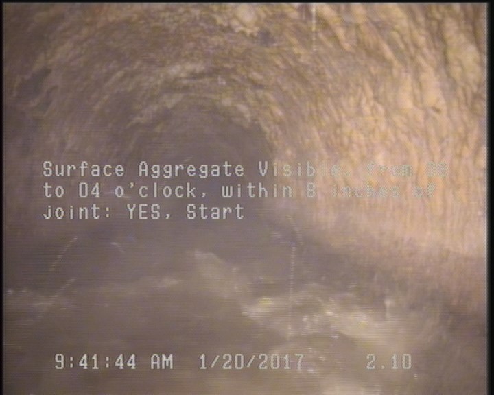 Surface Aggregate Visible, from 08 to 04 o'clock, within 8 inches of joint: YES, Start
