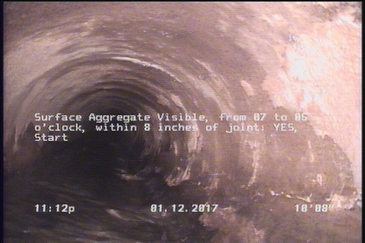 Surface Aggregate Visible, from 07 to 05 o'clock, within 8 inches of joint: YES, Start