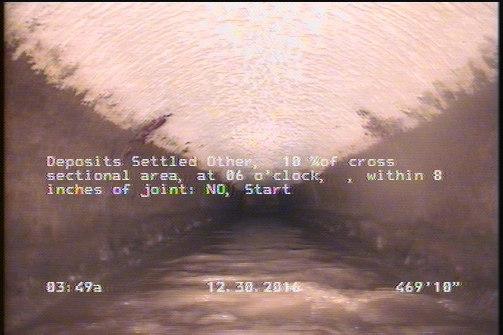 Deposits Settled Other, 10 %of cross sectional area, at 06 o'clock, , within 8 inches of joint: NO, Start