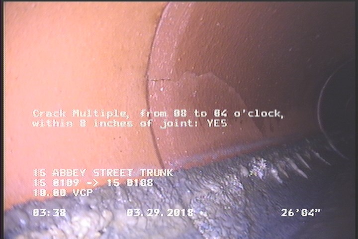 Crack Multiple, from 08 to 04 o'clock, within 8 inches of joint: YES