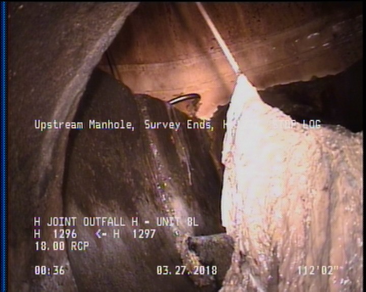 Upstream Manhole, Survey Ends - H 1297, STOP LOG