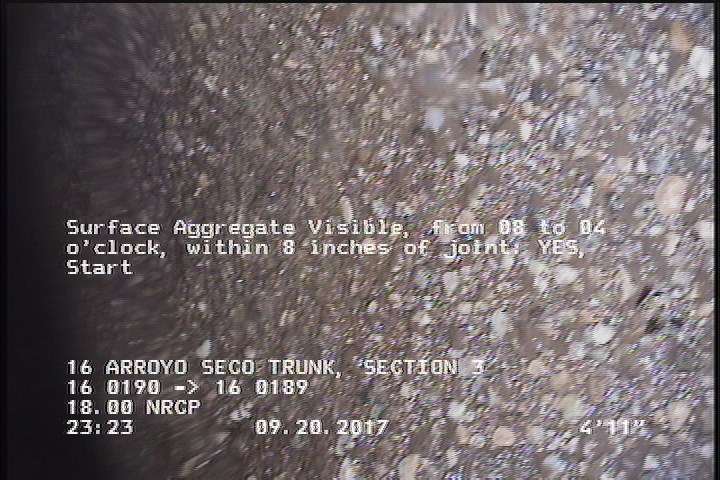 Surface Aggregate Visible, from 08 to 04 o'clock, within 8 inches of joint: YES, Start